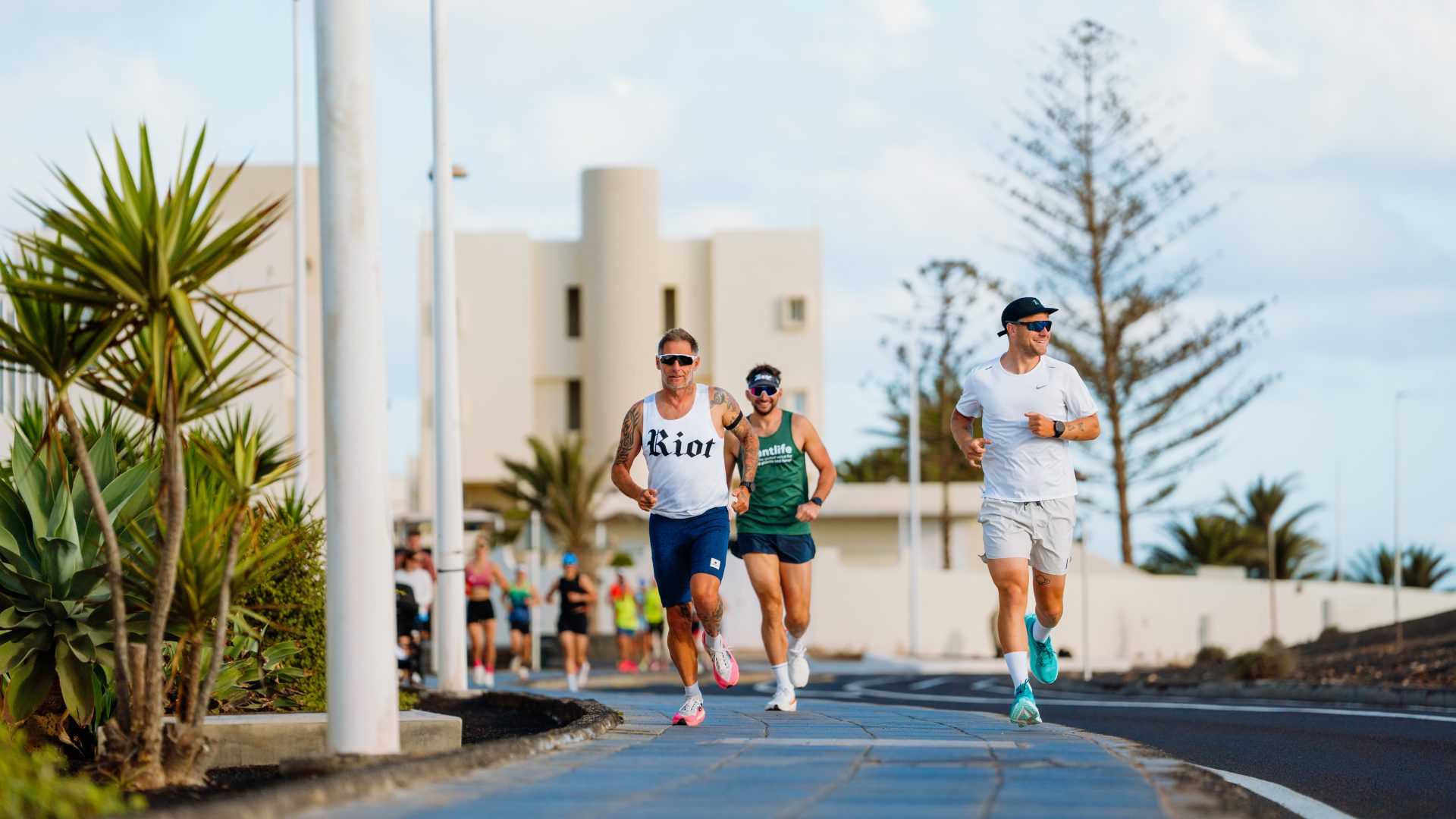 Participants taking part in the Long Distance Triathlon camp, running at Club La Santa