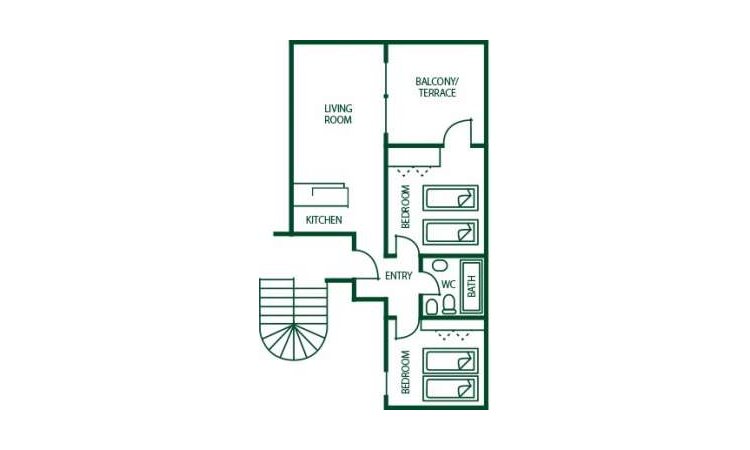 Comfort 2 Bed | 1 Bath - No View image